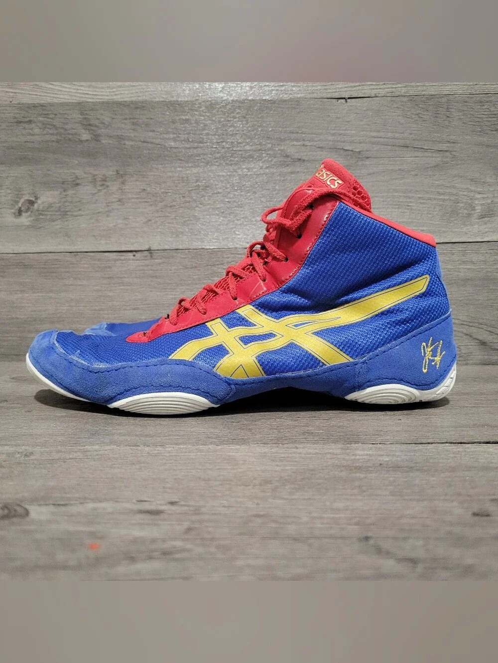 ASICS JB Elite V2.0 Mens Size 12 Wrestling Shoes blue red gold Jordan Burroughs
